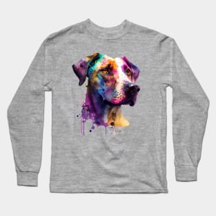 Great Dane Dog Colourful Art | Watercolor Painting of the Great Dane Long Sleeve T-Shirt